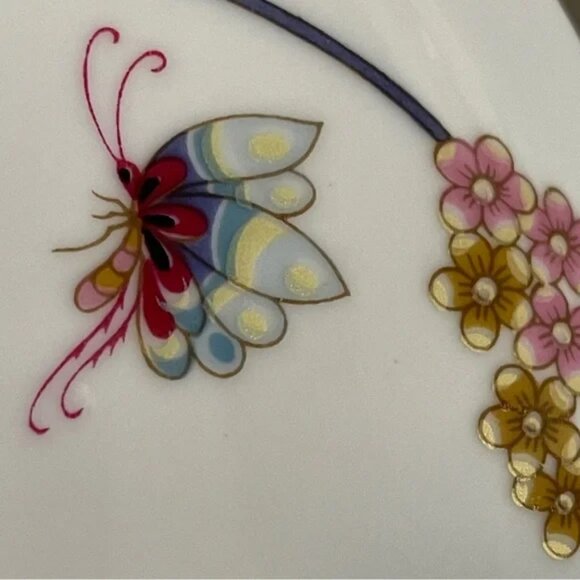 Vtg JARDIN by Andrea au gratin COVERED CASSEROLE oven to table floral butterfly - Picture 13 of 16